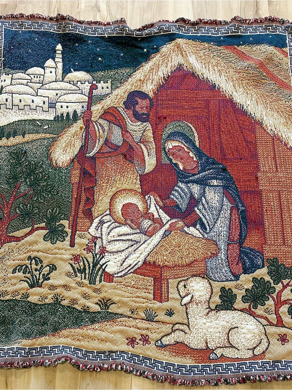 Nativity Tapestry Throw - Religious Manger Scene